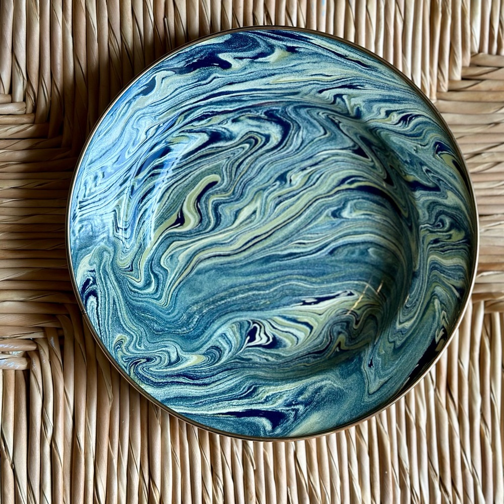 Mackenzie Childs 1995 Camp pasta bowl, blate, bowl. It’s beautiful, shiny.
